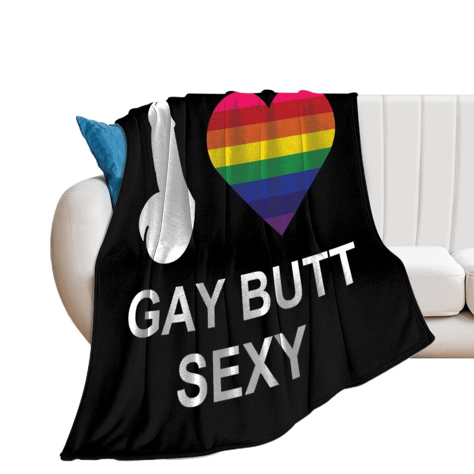 LGBTQ Gay Penis Gay Butt Sexy Throw Blanket, Flannel Fuzzy Fleece Blanket, Soft Warm Sherpa Cozy Plush Throws For Couch 40"x50"