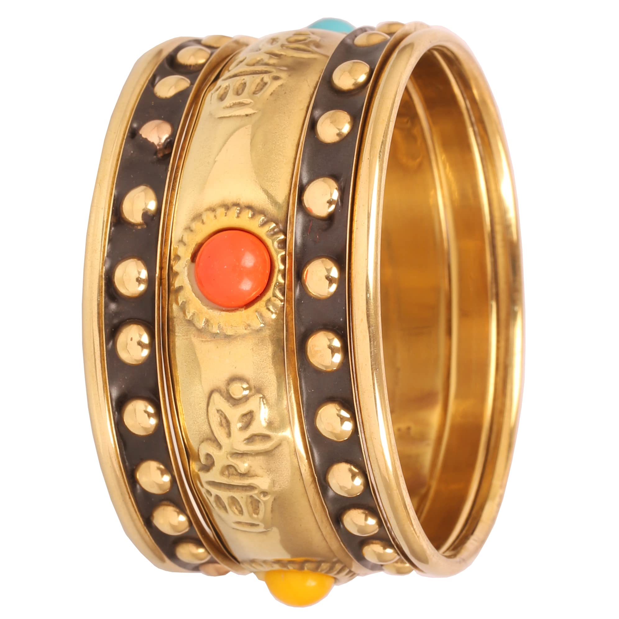 Touchstone Gouden Bangle Collection Etnische Stijl Filigraan Werk Geel Citrien Strass Indiase Bollywood Designer Sieraden Metalen Bangle Armbanden in Antieke Gouden Toon voor Vrouwen., Metaal