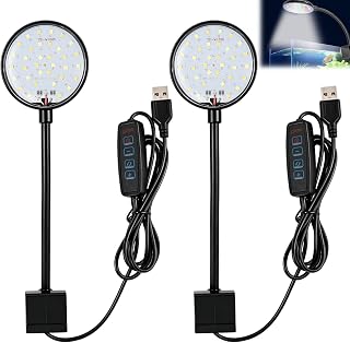 2 Stück LED Aquariumbeleuchtung mit Clip, 7W Mini LED Aquarium Licht, Hohe Helligkeit, Weißes Licht für 10-30 cm Fischtanks, Wasserdichtes und Energiesparendes Design für Süßwasser- und Pflanzenaquari