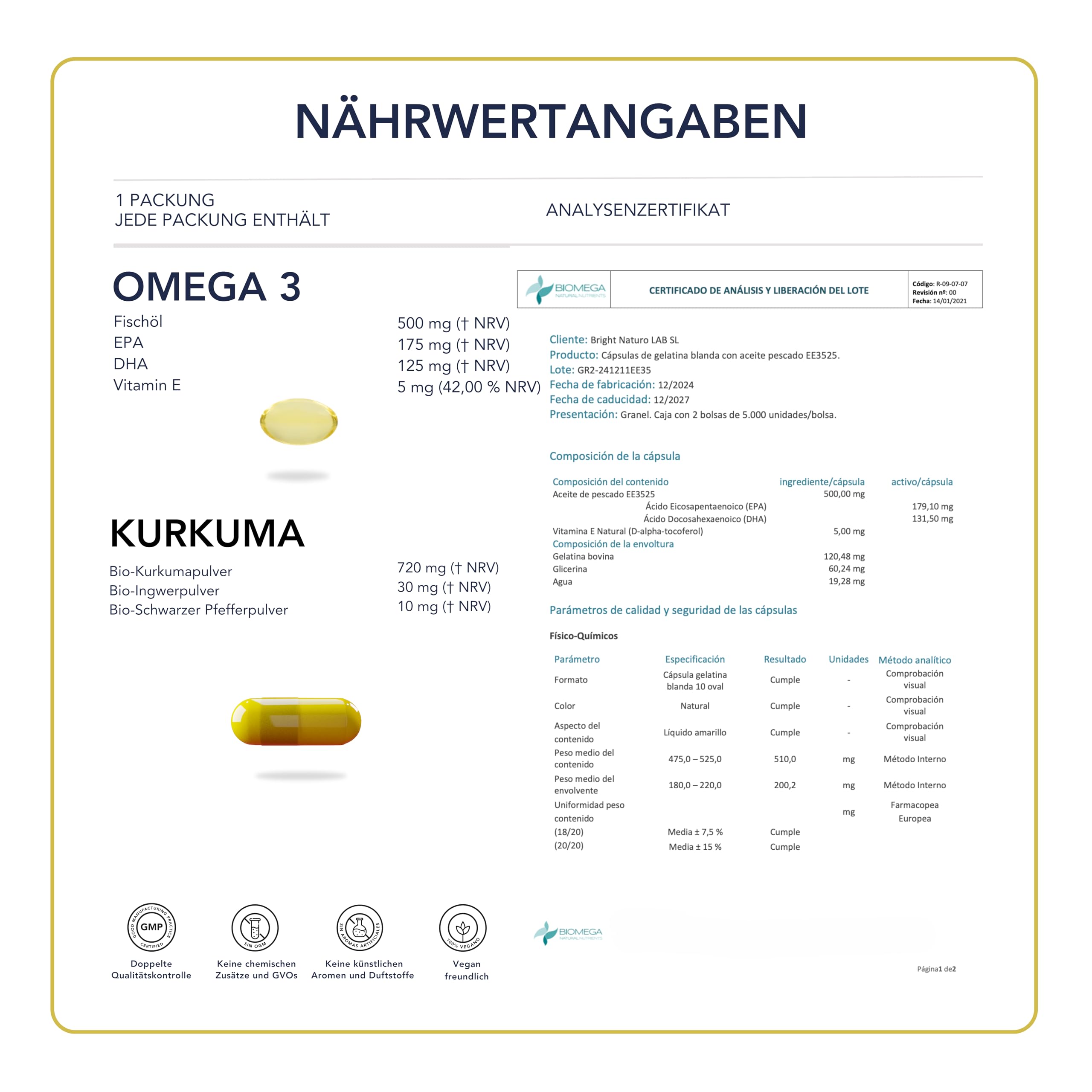Omega 3 TG Ultra, Kurkuma mit Ingwer und schwarzem Pfeffer - SmartAbsorb™ | für Gehirnfunktion, Nervensystem und Gelenkmobilität | 56 Tagessticks