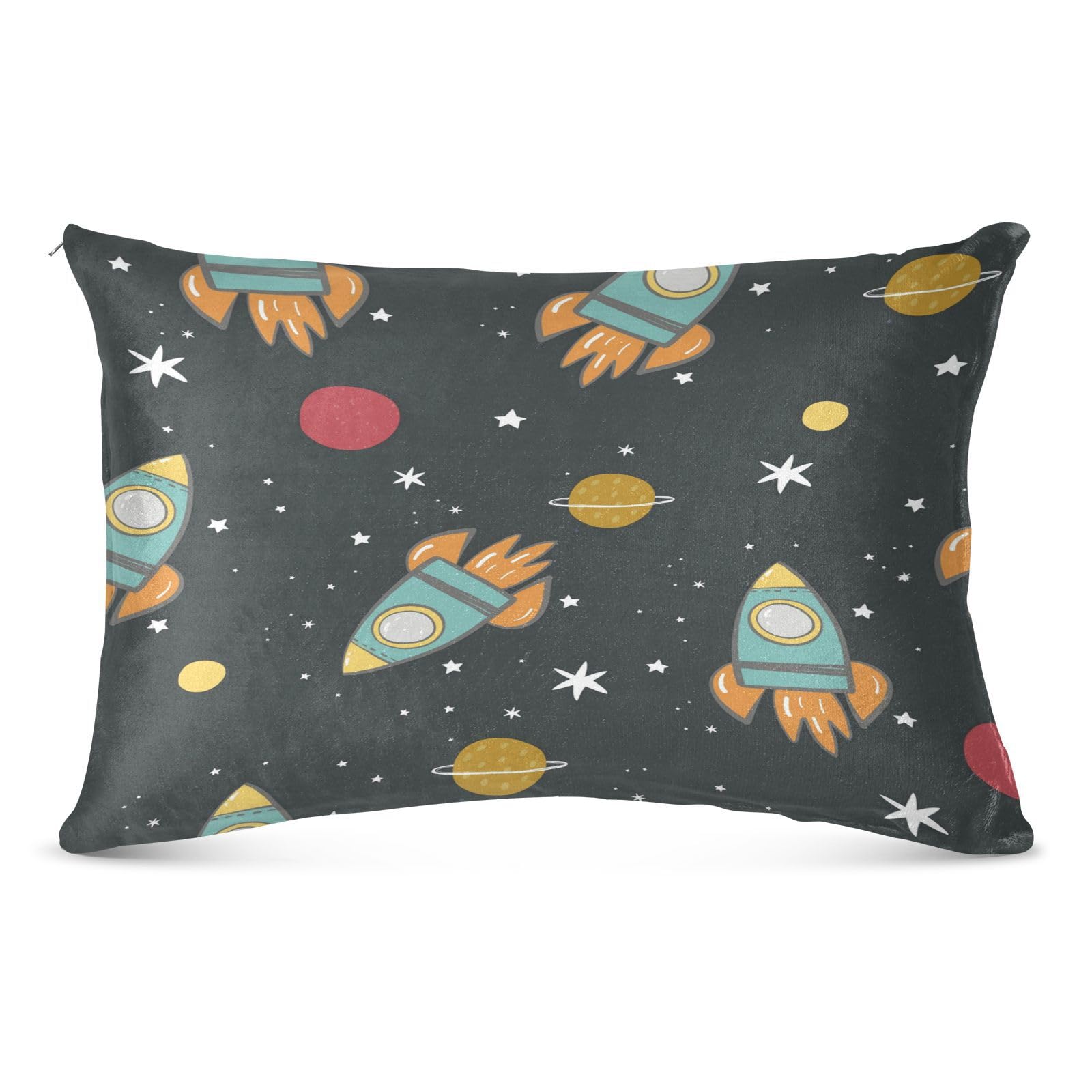 Blueangle Hand Drawn Rocket Pillowcase Queen Size, Super Soft Pillow Shams Covers, Plush Cozy Pillow Cases with Zipper, 20" X 30"（448）