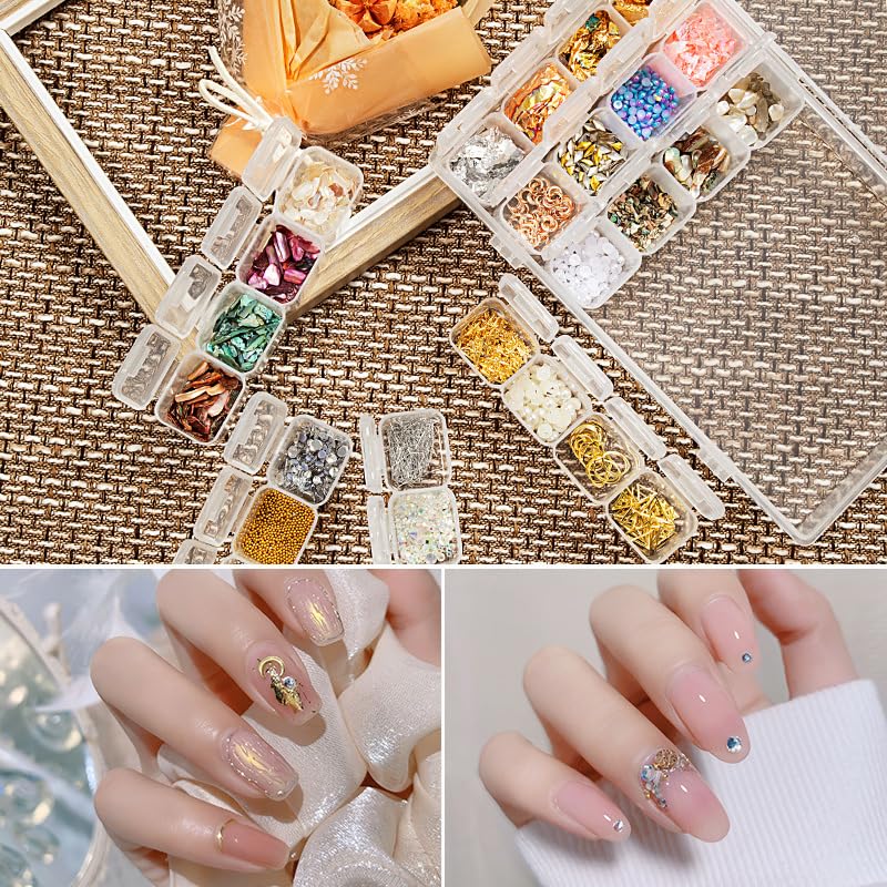 Image of AKOAK 28-Compartment Transparent Plastic Storage Box, Separate Lid, Transparent Compartment, Nail Art Storage Box, Jewelry, Rhinestone, Beads, Screws, Organizer Container