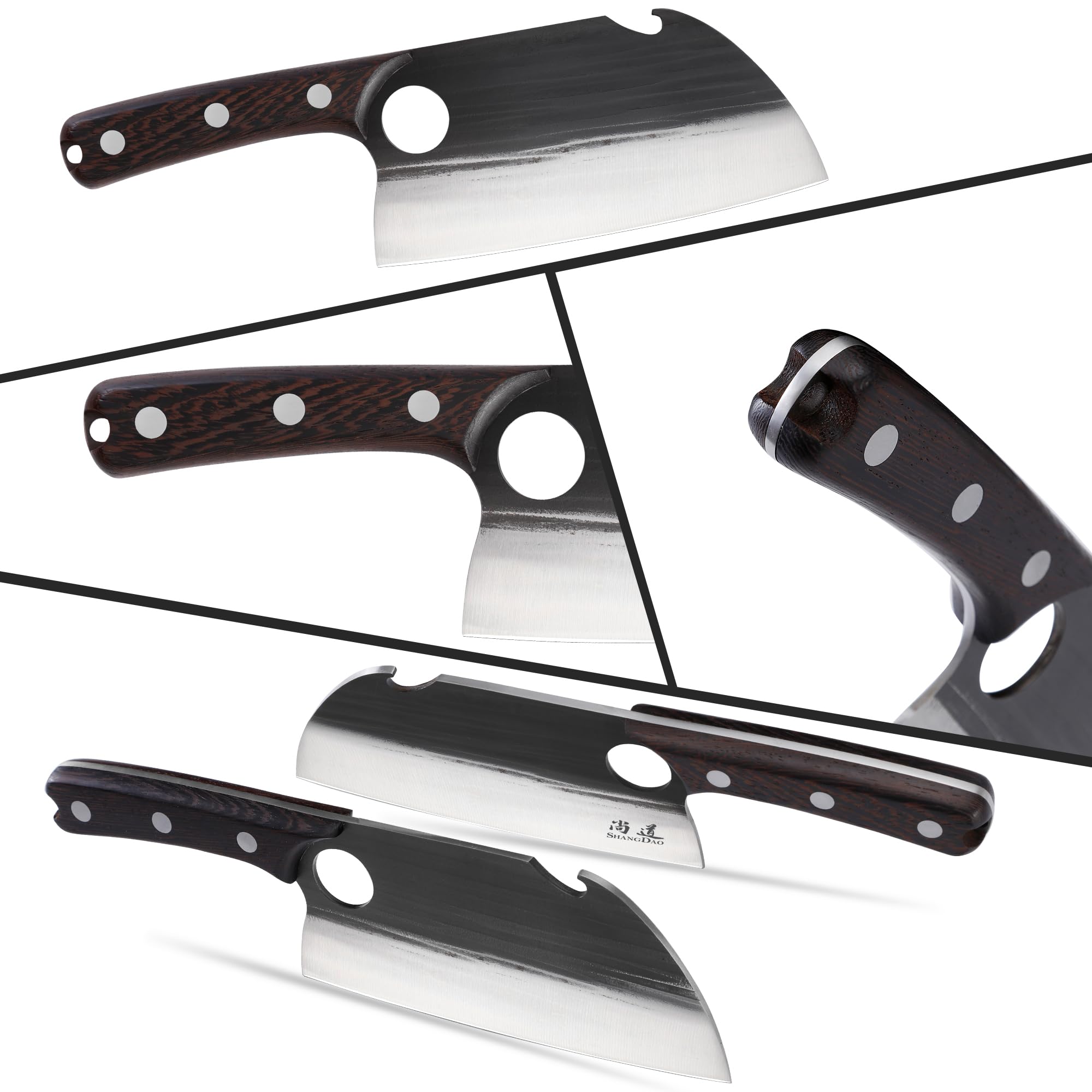 SHANGDAO Deba Knife 17.8cm, handgeschmiedetes Metzgermesser, German Stainless Steel, Wooden Handle