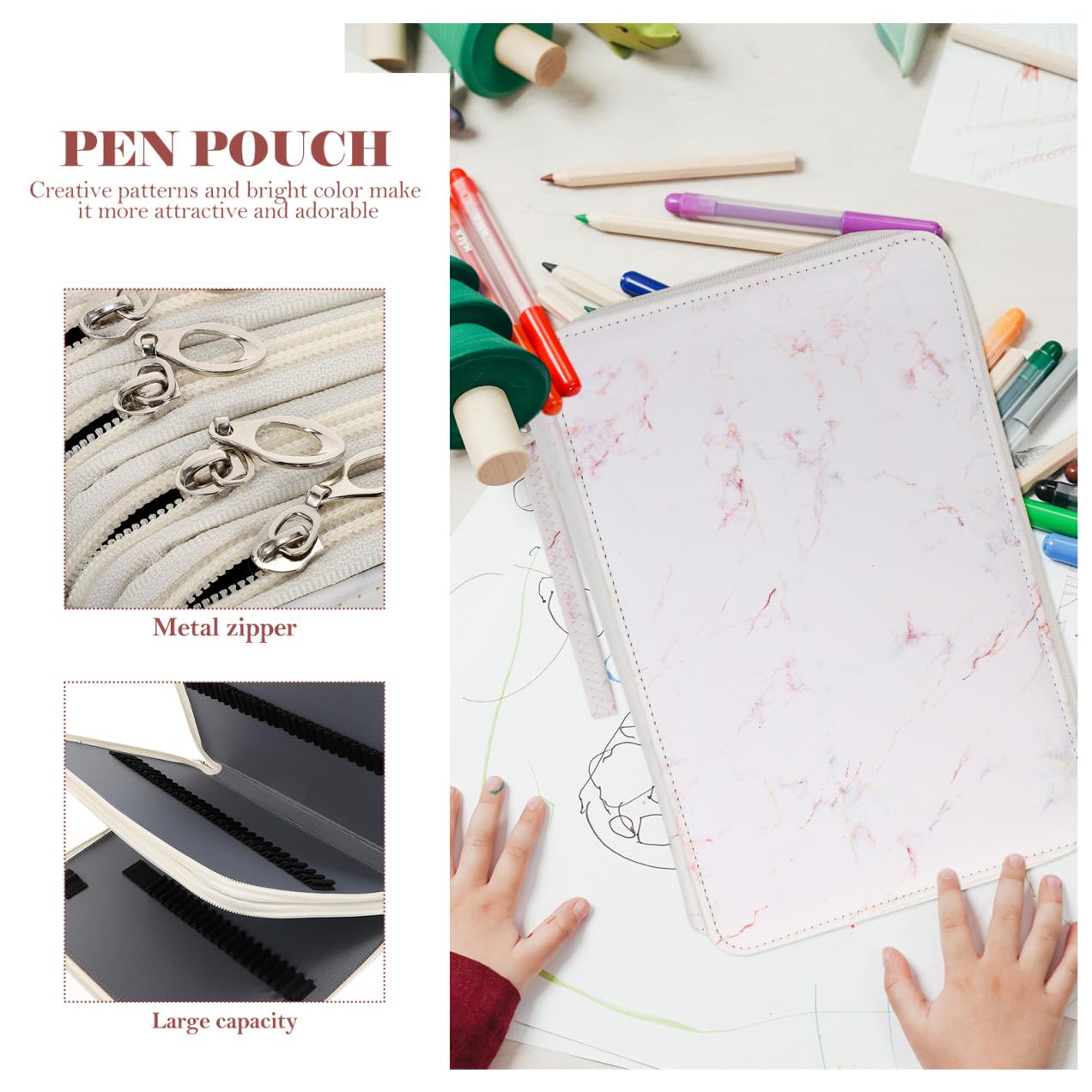 EXCEART Estuche para Lápices de Gran Capacidad 216 Agujeros PU Rojo