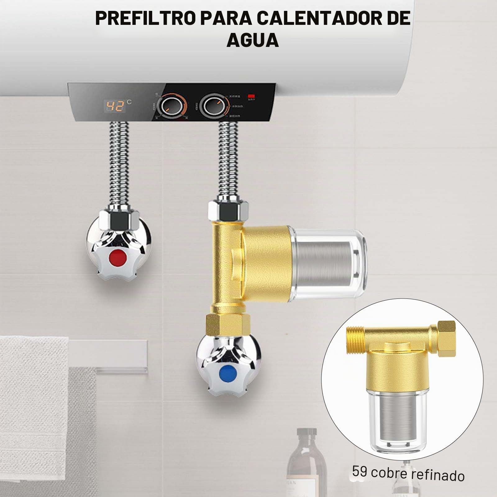 Filtro de agua de 1/2 pulgadas con elemento de acero inoxidable 304 de 40 μm, malla en línea, bomba de agua, latón para tuberías de baño