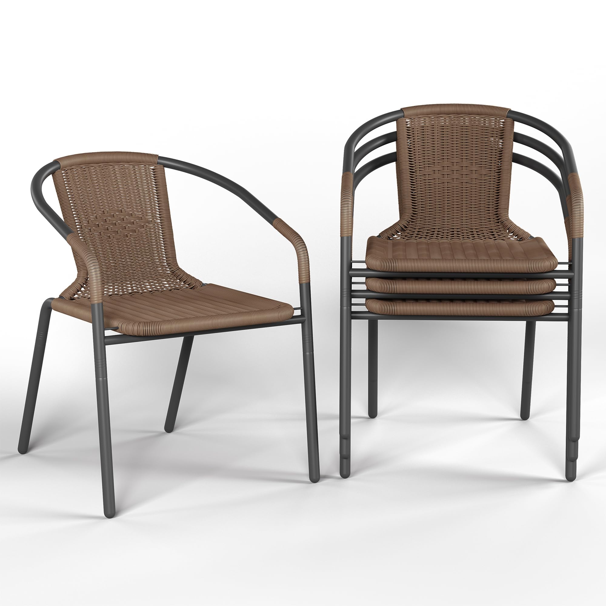 Amopatio Patio Dining Chairs Set of 4, Rattan Stackable Outdoor Chairs
