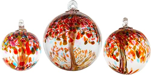 Miniatura 3 de Dale Tiffany Vidrio soplado a mano, 3 pulgadas de diámetro, colección del árbol de la vida, globo de bruja colgante jardín interiorexterior adorno