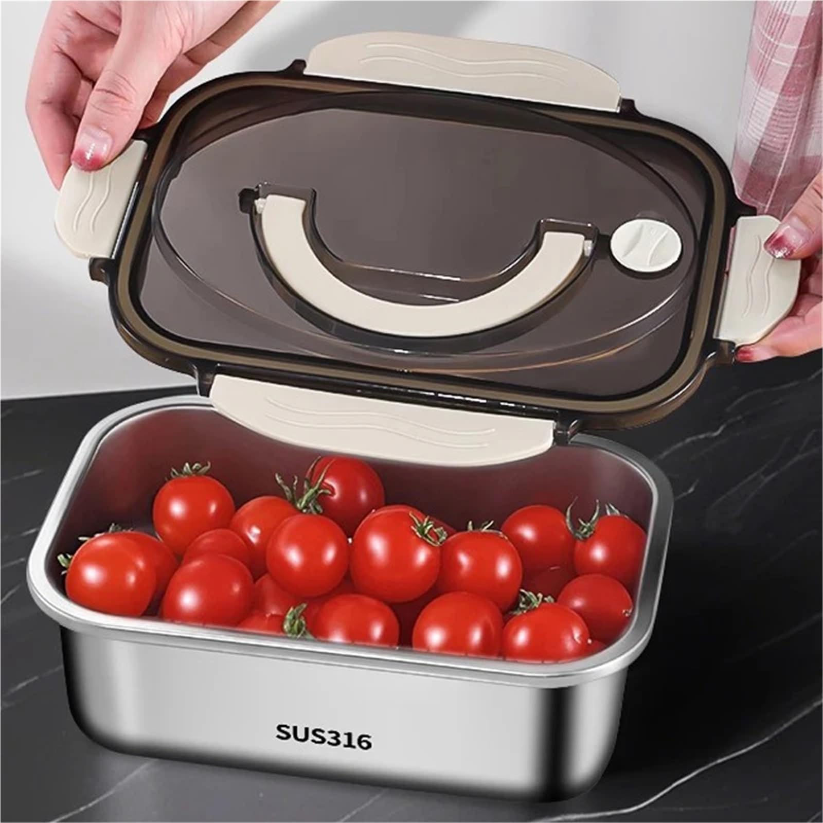 Contenitore ermetico in acciaio inox 316, contenitore Bento sigillato per conservare in frigorifero e picnic all'aperto (2100 ml, 3 pezzi)