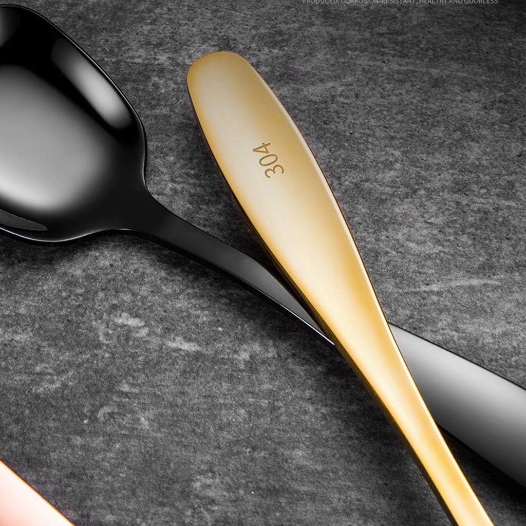 Tablespoons 10pcs Stainless Steel Spoon, Spoon Set, 7.4in Coffee Spoon Colored Ice Cream Spoon (round) Serving Spoon (Color : Gold)