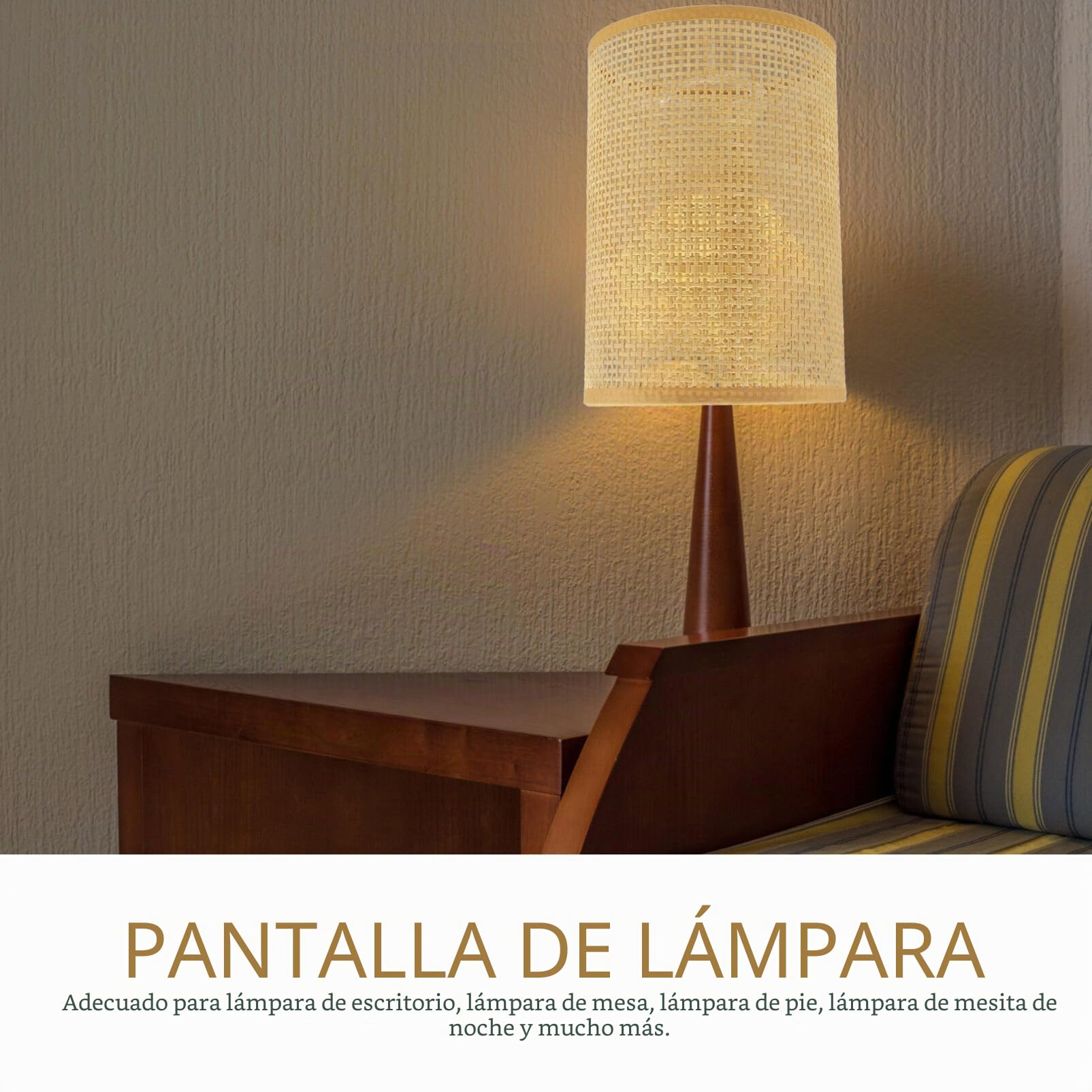 Angoily 2 unidades¹ de ratán pantalla de repuesto E27/E14 lámpara de araña lámpara de lámpara natural tejido cilindro cubierta de la lámpara de mesa F¨¹r lámparas de mesa lámparas de mesa