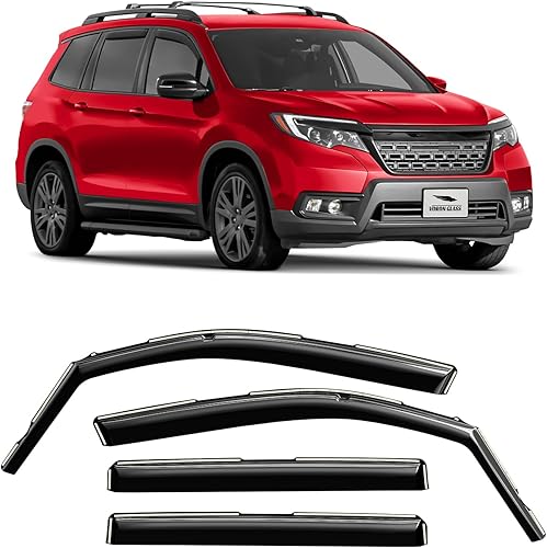 Voron Glass Protectores de lluvia extra duraderos en canal para Honda Passport 2019-2025, deflectores de ventana, viseras de ventana de ventilación,