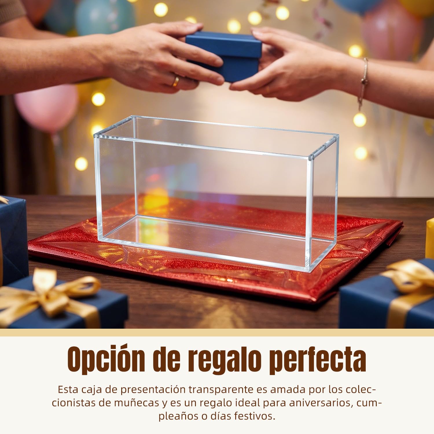 Mcbazel Caja de acrílico de Alta Transparencia Compatible con LABUBU, Vitrina magnética Protectora para Pop Mart, soporta 3 muñecas, con Soporte para muñecas – 35 cm × 11 cm × 17,5 cm (Grosor 8+5