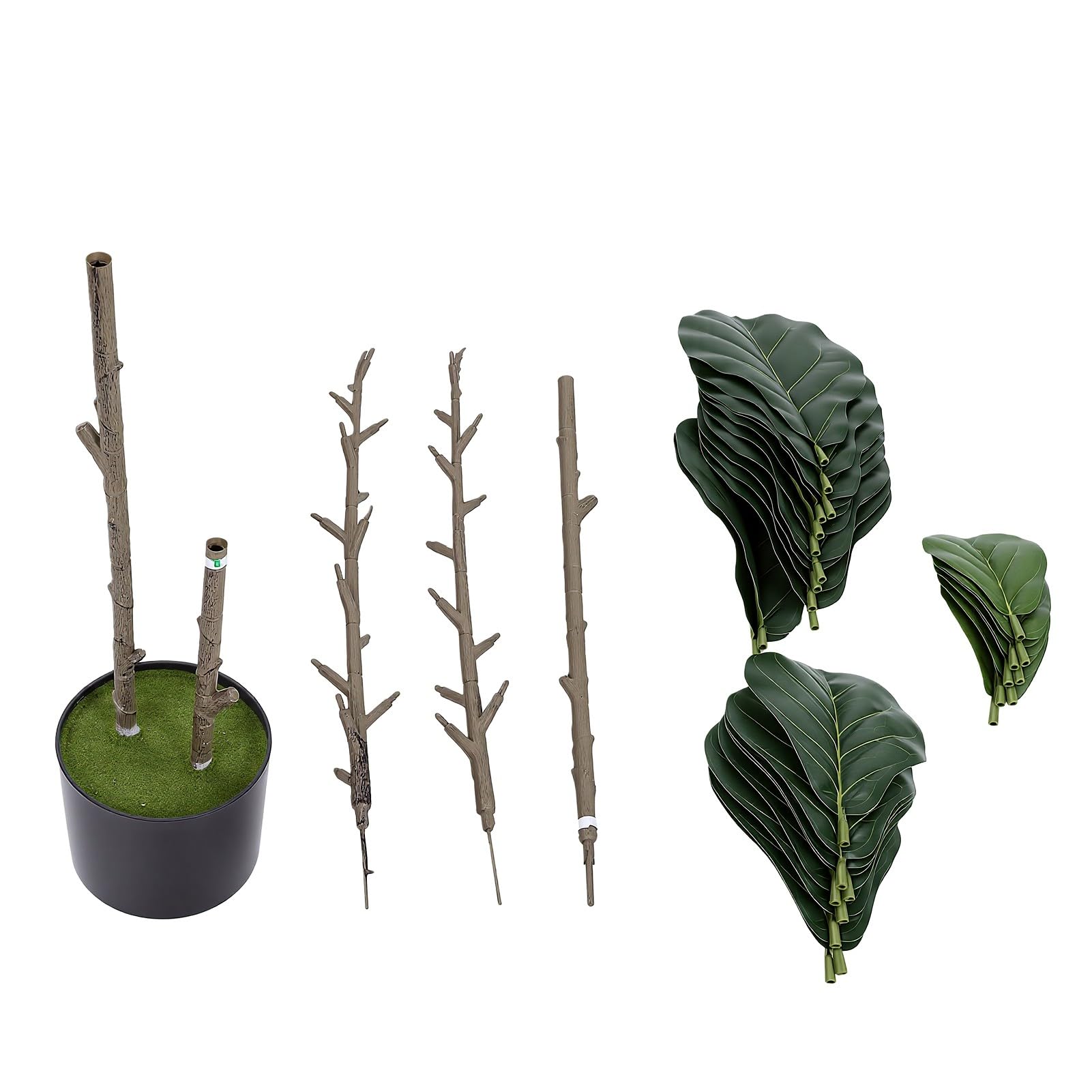 Sztuczna Roślina Figowa o Wysokości 3,94 Stopy, Realistyczne Sztuczne Drzewo Ficus Lyrata w Doniczce o Naturalnym Wyglądzie do Dekoracji Domowego Biura