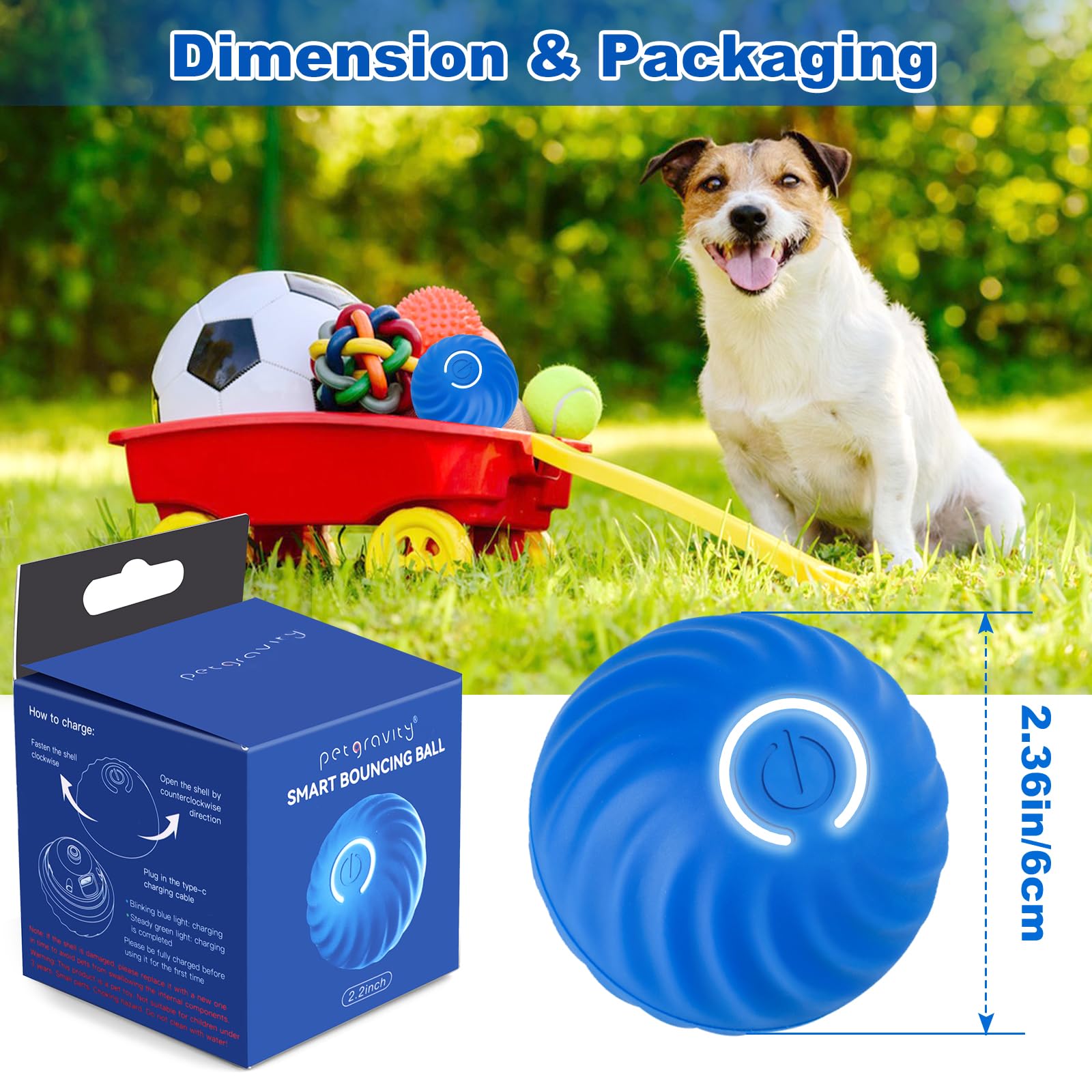 Jouet Interactif Pour Chien - Balle Intelligente Rechargeable Par Usb Jouet Pour Chien Cadeau Pour Chiot Avec Boule Rotative Lumineuse 68647216