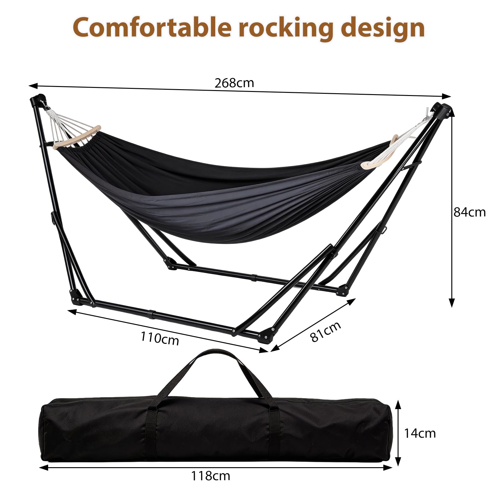 Hamaca y Sillón Colgante con Soporte Plegable, Set de Soporte de Hamaca Portátil de Doble Uso para Interior y Exterior Jardín Terraza Patio Camping Cubierta