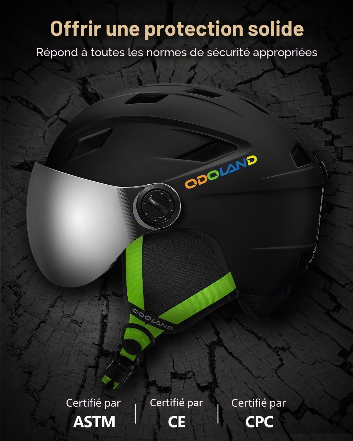 Odoland Casque de Ski avec Visière pour Enfants Graçons et Filles, Casque de Snowboard Réglable avec Boucle Magnétique pour Enfants de 3 à 12 Ans, pour Ski, Snowboard