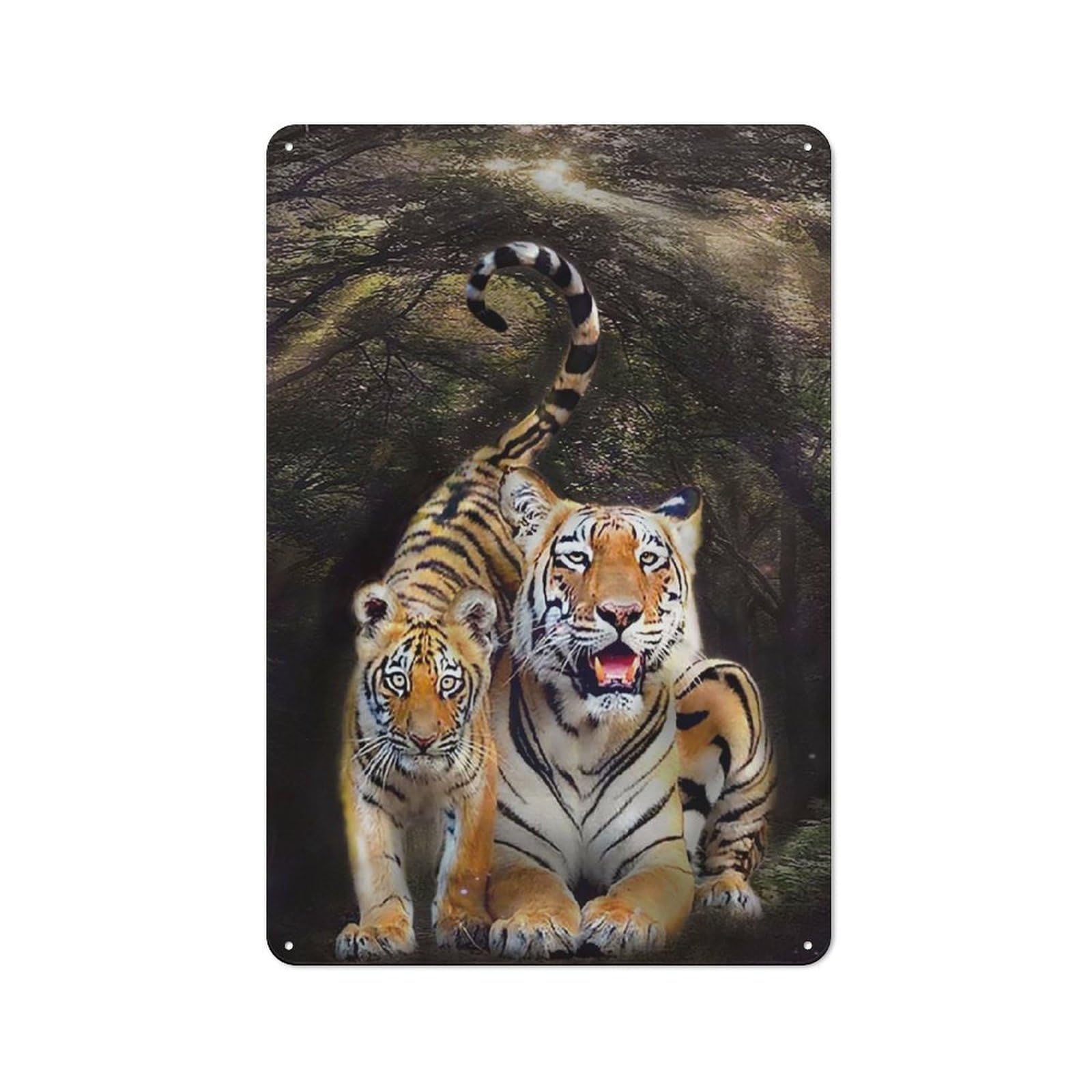 Junmoney Tiger 01 Retro Printed Metal Sign 30X20cm For Living Room Wall, Wall Decor For People Reorganising Living Room