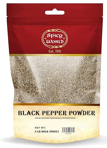 Spicy World Polvo de pimienta negra molida de 5 libras a granel - Grind de mesa