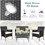 DORTALA Wicker Patio Furniture Set 4 Piece, Outdoor Table and Chairs & Cushions, Loveseat, All-Weather Rattan Conversation Sofa Set for Balcony, Porch, Backyard, Deck, Beige