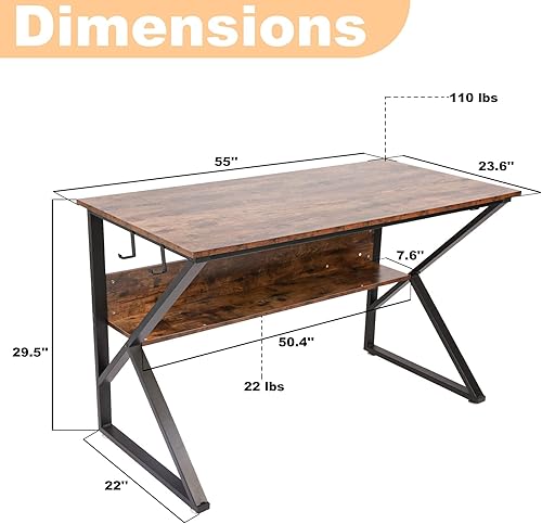 Miniatura 3 de Escritorio de escalera de 36 pulgadas con gabinete y estante para monitor, estantes de almacenamiento de madera, escritorio para computadora y mesa