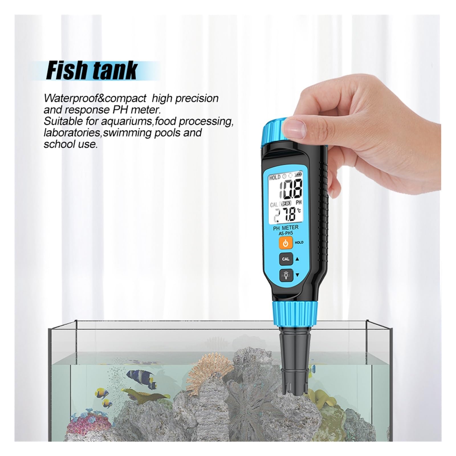 Humidimètre, PH-mètre numérique PH détecteur de qualité l'eau testeur pH 0-14 plage mesure température Aquariums bocal à poissons(PH6)
