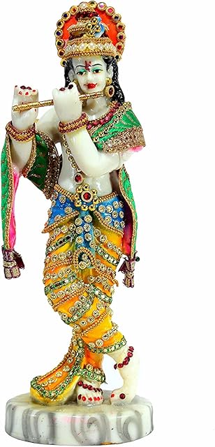 eSplanade Krishna Kishan Krishan Murti Idol Statue Sculpture - Resin - Multi-colour - 11" Inches