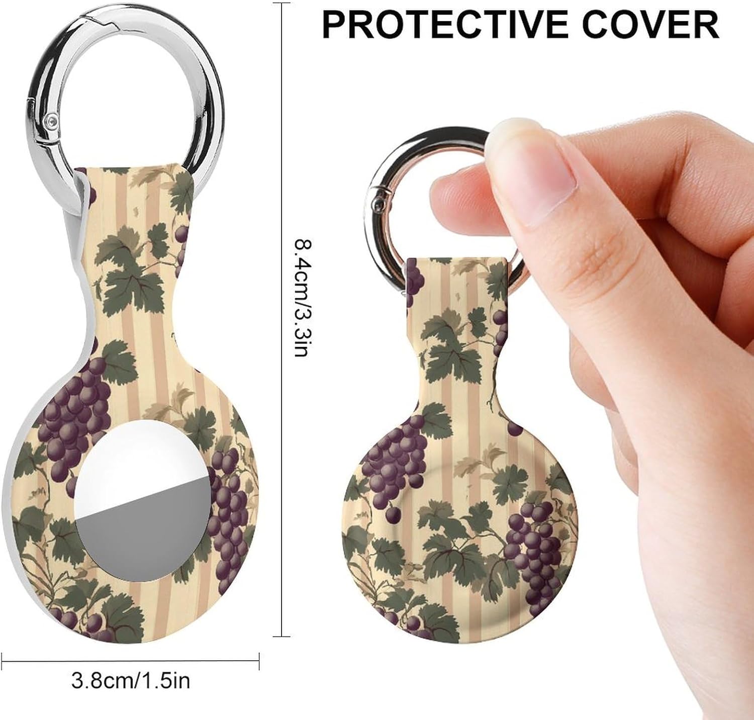 Vintage Red Grapes on Grapevine Case Compatible with AirTag Holder Cover with Keychain Ring for Bags Luggages