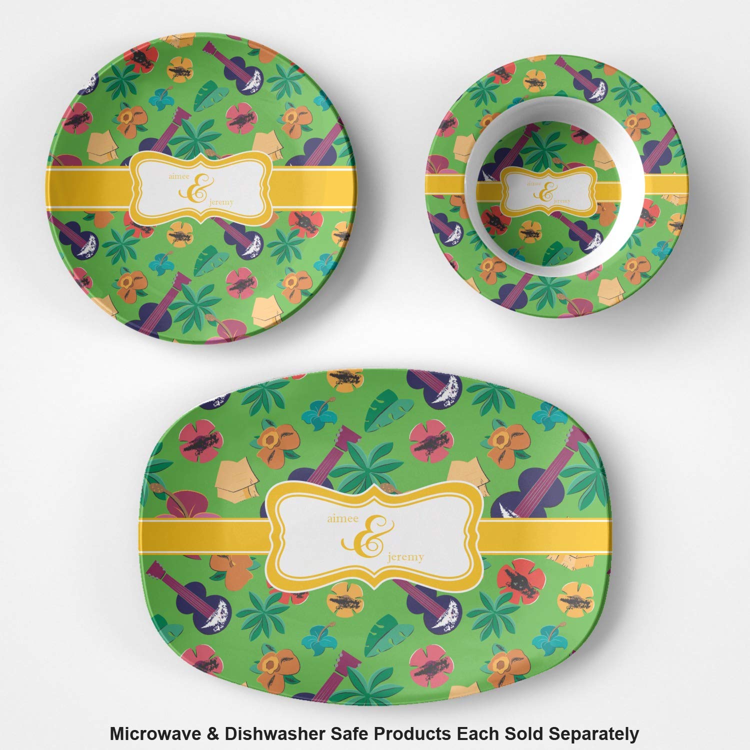 Personalized Luau Party Plastic Bowl - Microwave Safe - Composite Polymer