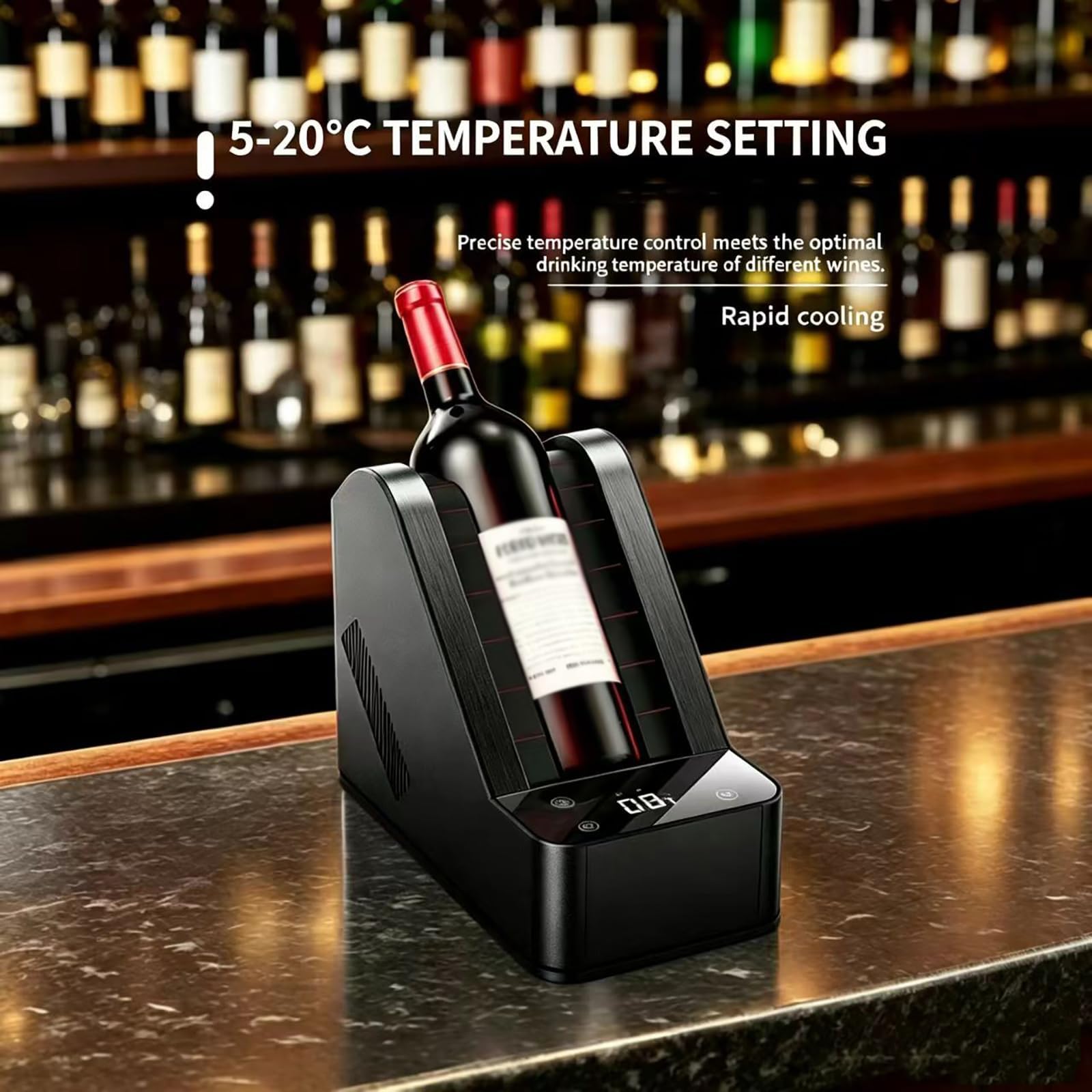 Enfriador De Vino Eléctrico De Precisión Para Botellas, Cubo Enfriador De Vino Eléctrico Portátil, Temperatura Ajustable De 0 ℃ A 20 ℃ Y Enfriamiento Constante Durante 24 Horas, Bajo Nivel