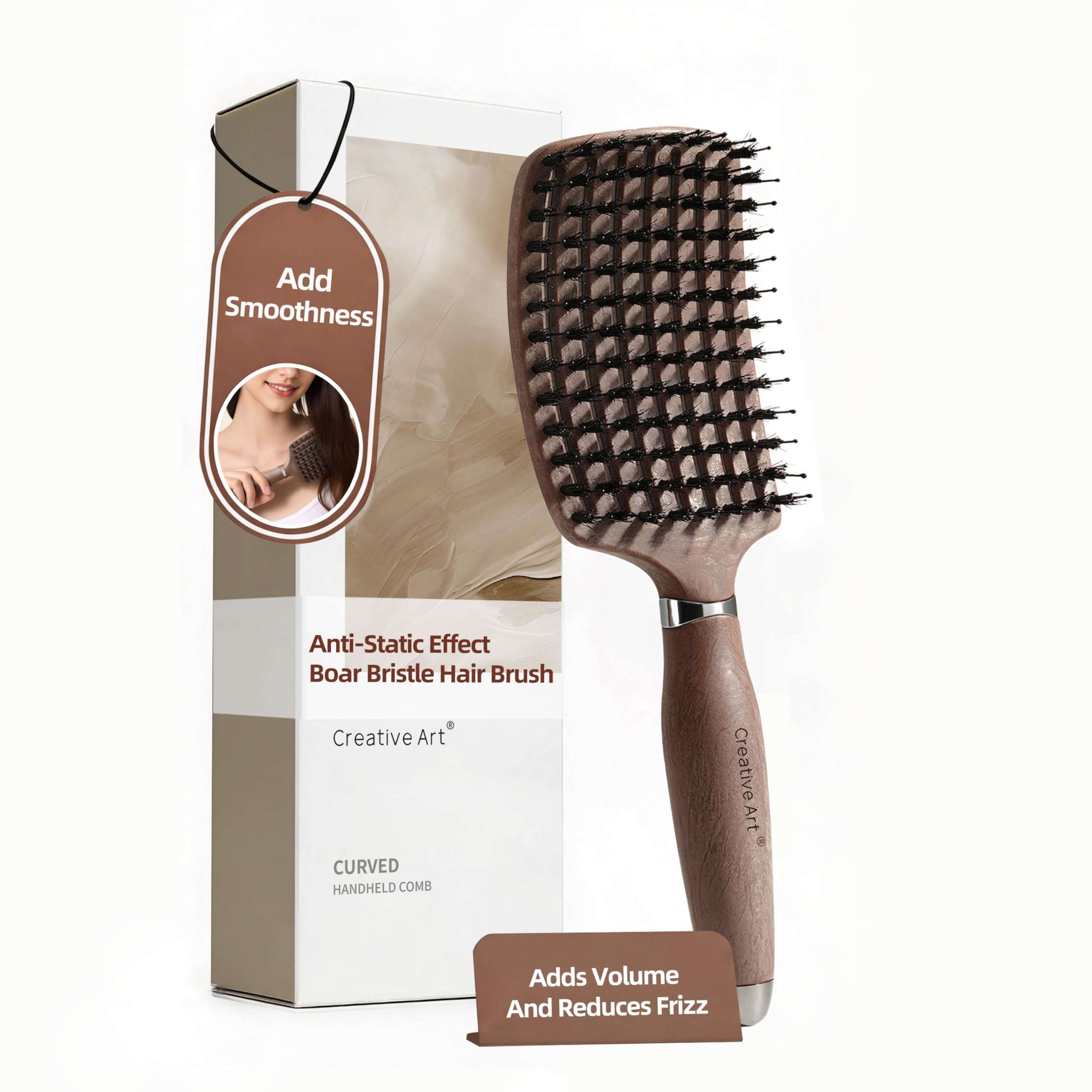 Boar Bristle Hair Brush For Women, Detangler Brushes For Curly Fine Hair
