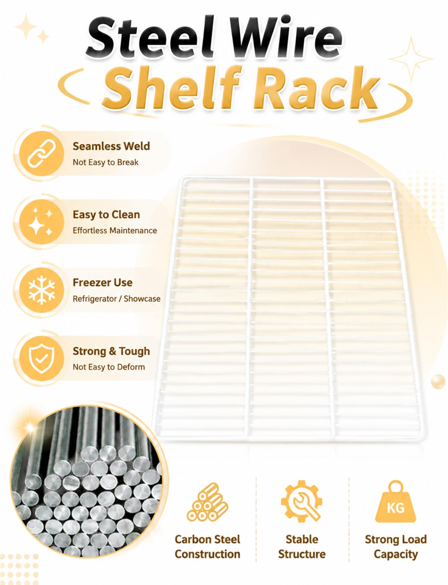 Estante inox para frigorífico, congelador y vitrina refrigerada | Organizador de rejilla con varios tamaños, estructura resistente y fácil limpieza(1.97ft x 1.64ft/60cm x 50cm)