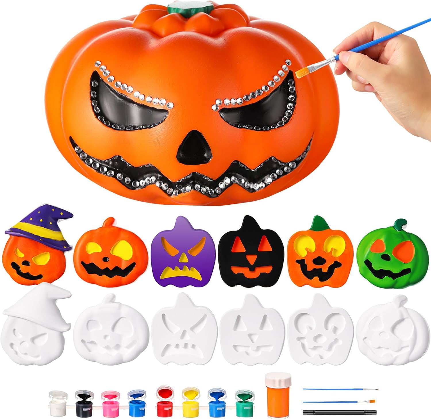 WinnerWhy 6 Pcs Halloween Paint Your Own Pumpkins Set