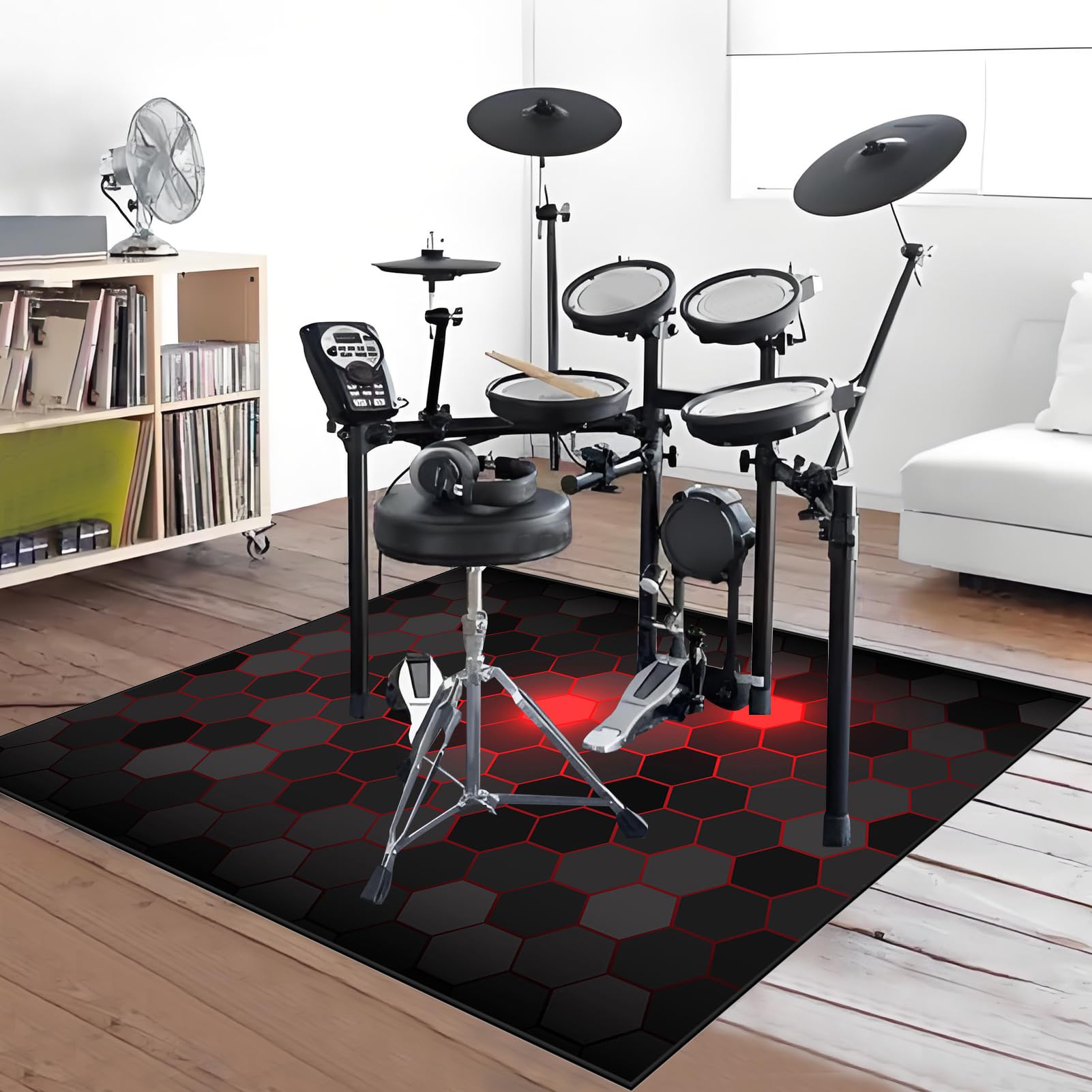 Schlagzeug Teppich mit Schallschutz Schlagzeugteppich rutschfeste Schallschutzmatte 140 x 120 cm Drum Teppich Matte Professioneller Trommel Teppiche Elektrisches Schlagzeug Antivibrationsmatten