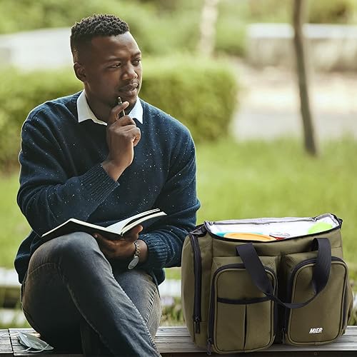 Miniatura 6 de MIER Lonchera para hombres de alta resistencia con 20 latas, bolsa de almuerzo grande aislada a prueba de fugas con múltiples bolsillos para mujeres