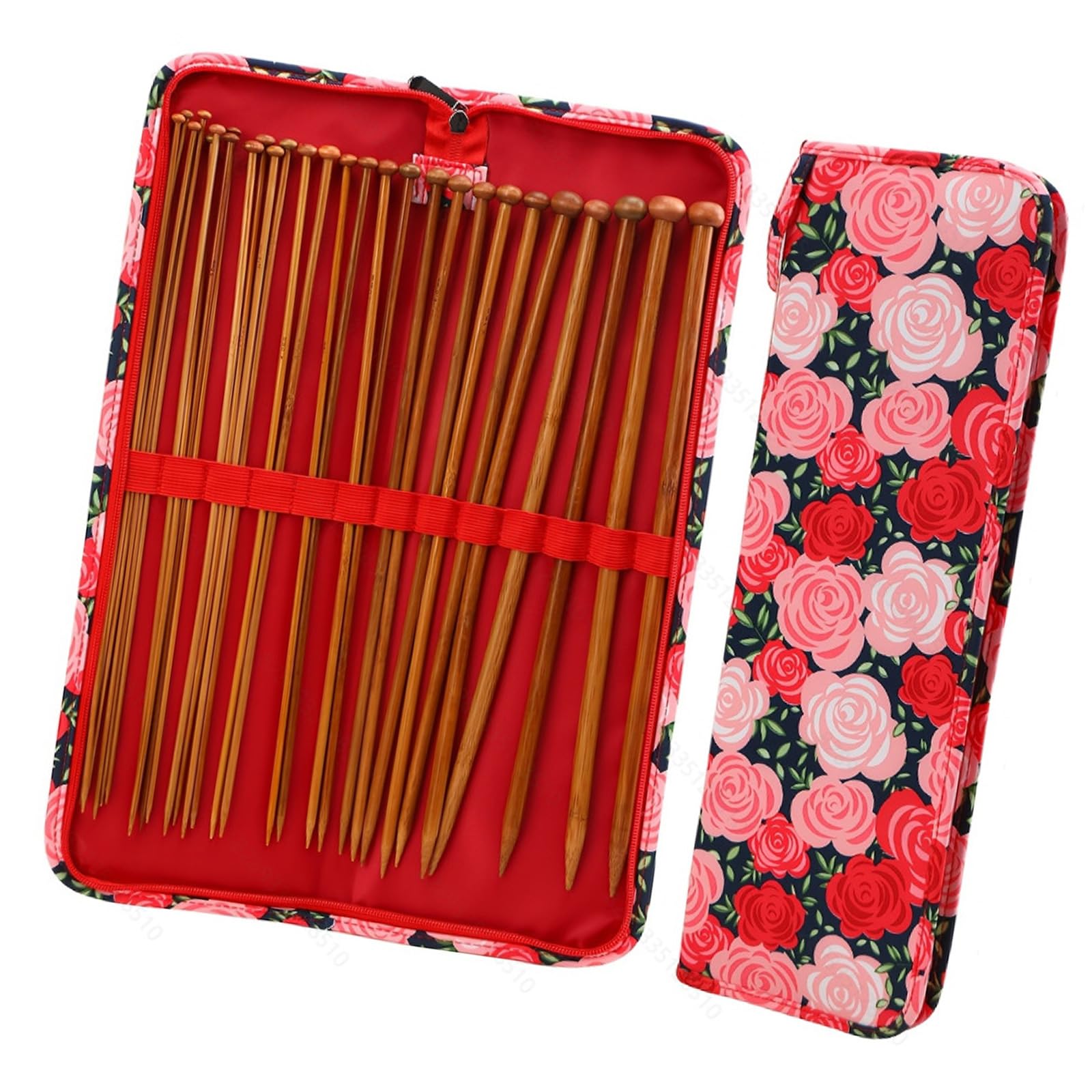 carotoe Sturdy Wood Knitting Needle with Portable Travel Pouches for Knitters Sturdy Wooden Knitting Needle and Portable Storage