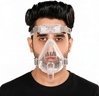 Cpap Mask Bipap Mask for bipap machine cpap machine for sleep apnea full face mask compatible to all cpap bipap machine with head strap 100% Transparent (SMALL)