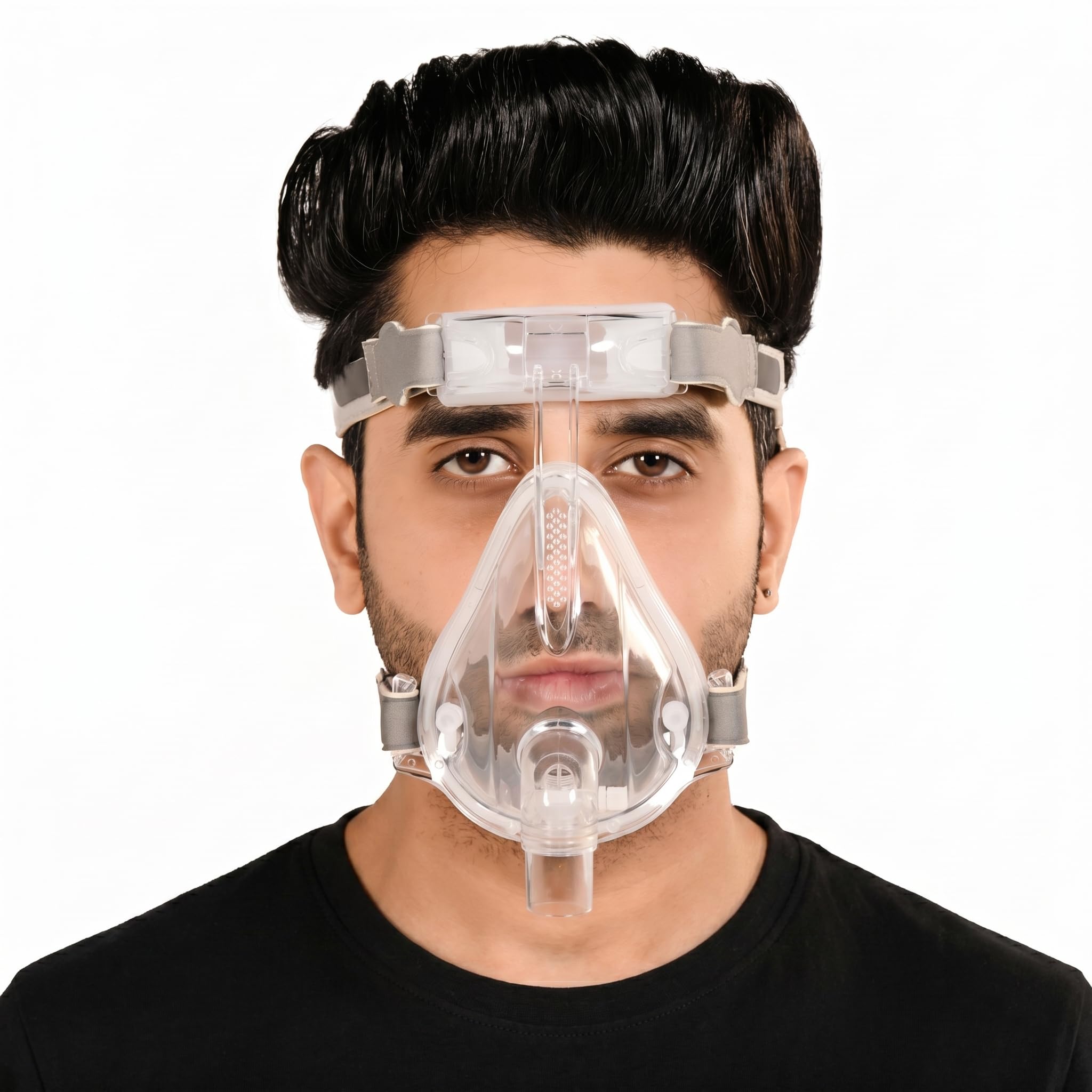 Synocare Cpap Mask Bipap Mask for bipap machine cpap machine for sleep apnea full face mask compatible to all cpap bipap machine with head strap 100% Transparent (SMALL)-image-47