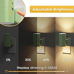 L LOHAS LED Night Light, Modern Night Lights Plug into Wall, 2 Pack Dusk to Dawn Sensor Nightlights, 3000K 0-100LM Adjustable Brightness, Dimmable Night Lights for Hallway Bedroom Stairway
