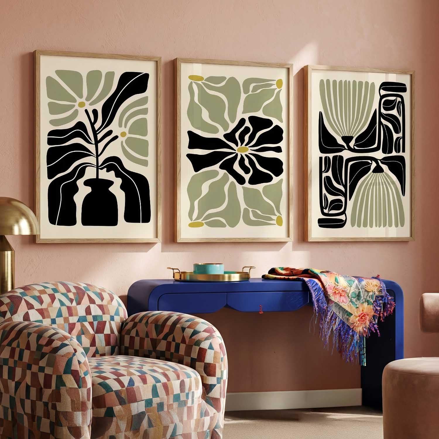 Bohemian Wall Art Set - 3 Framed Prints -15