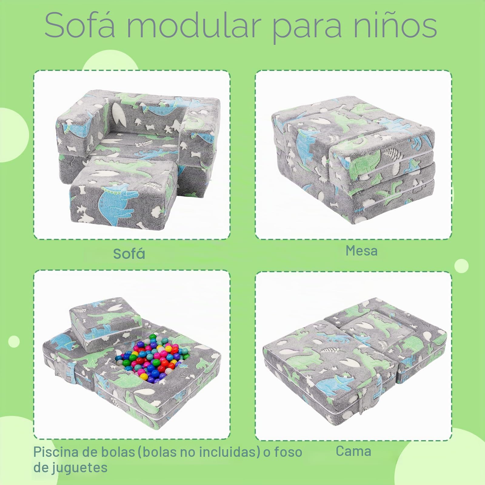 Sofá Infantil Plegable, sofá Cama, extraíble y Lavable, Mini sofá de Juegos para habitación Infantil, sillón Infantil, Gris, 69 x 49 x 33 cm