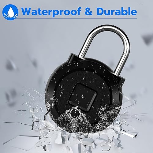 Miniatura 6 de Cerradura de huellas dactilares, cerradura de casillero de gimnasio con aplicación Bluetooth de huellas dactilares, candado biométrico de impresión