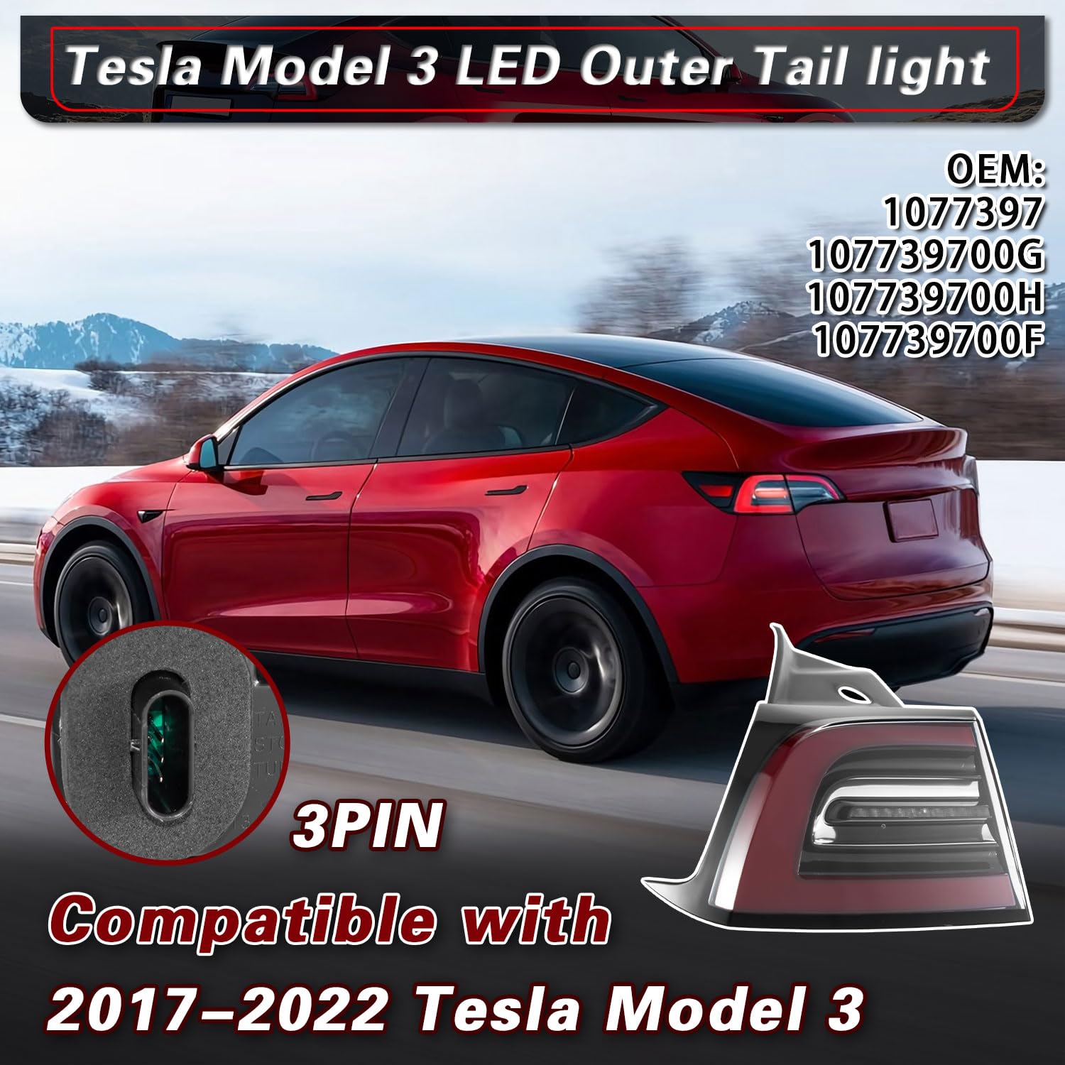 Amazon.com: HBXJGS 107739700G 3 Pin 2019 Tesla Model 3 Tail Lights