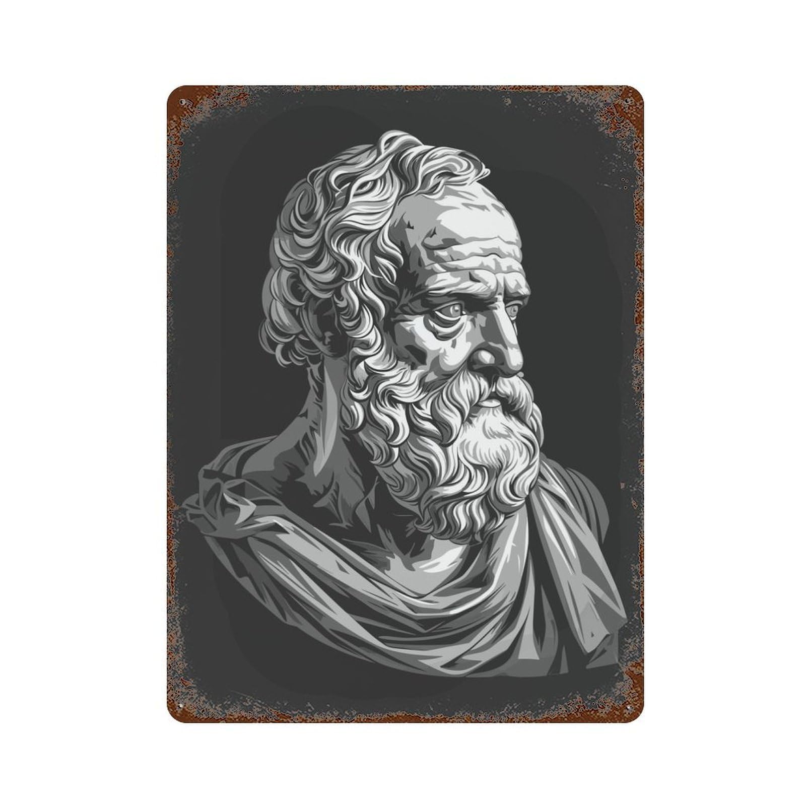 Rust Effect Archimedes Rusty Metal Tin Sign 15.7"x11.8", Farmhouse Wall Decor for Shed, Workshop And Garage Wall Decor