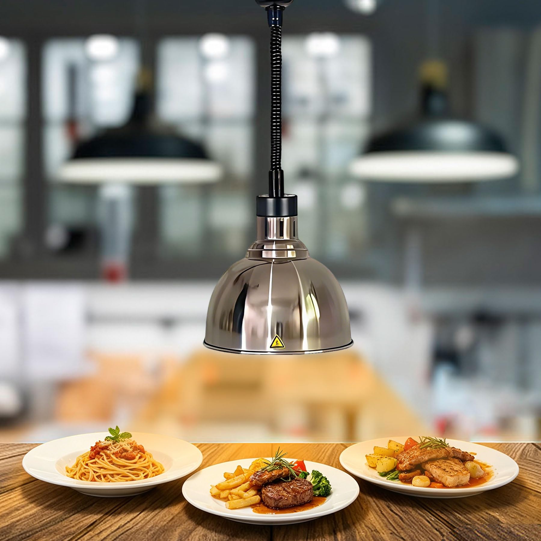 Lampade Riscaldanti Cucina, 250W Lampada Riscaldante per Alimenti Sospeso, 25 cm Commerciale Lampada Scaldavivande Ristorante Regolabile per Buffet e Hotel (B, 1 pcs)