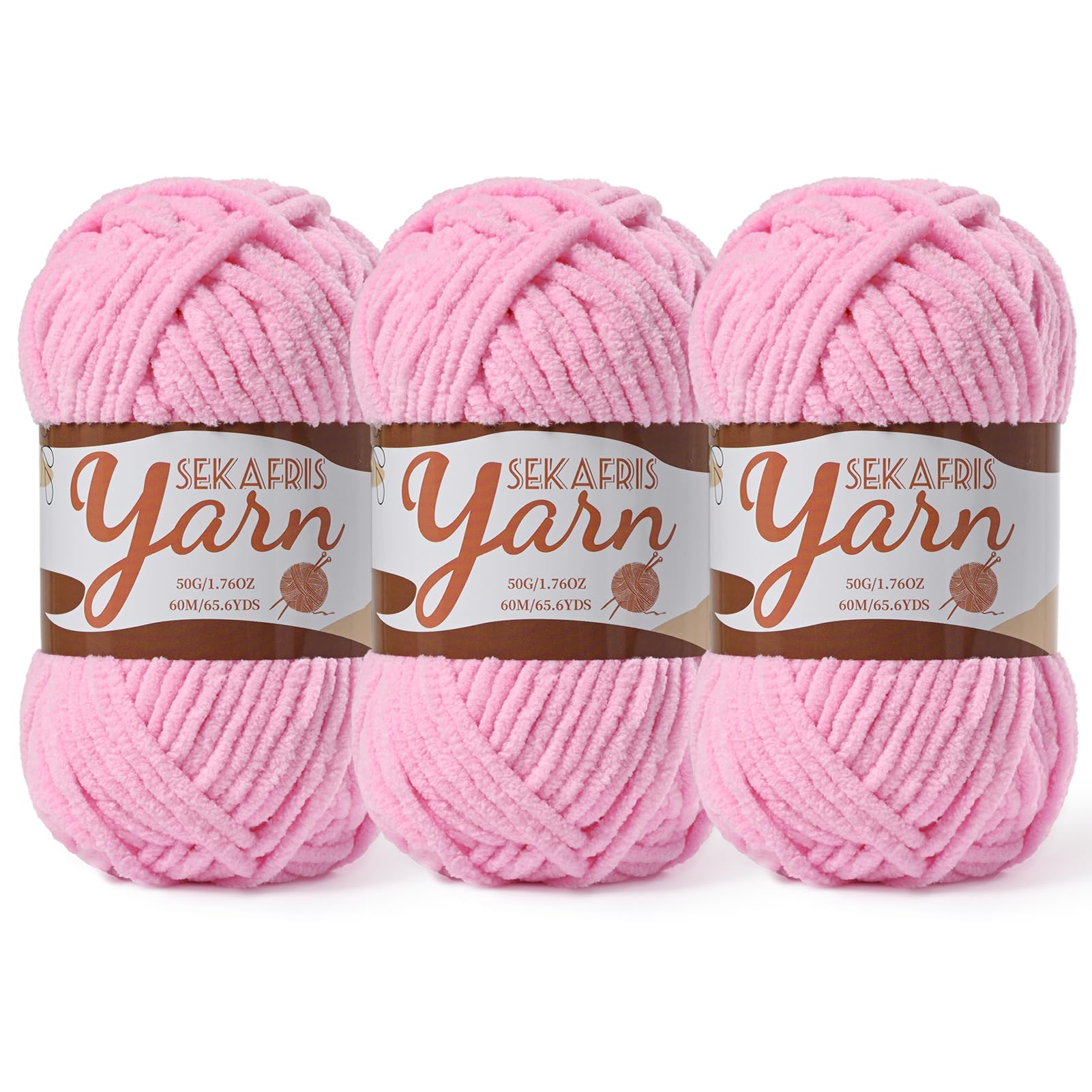 Chenille Yarn for Crocheting Crochet Dark Pink Yarn 3 Pack