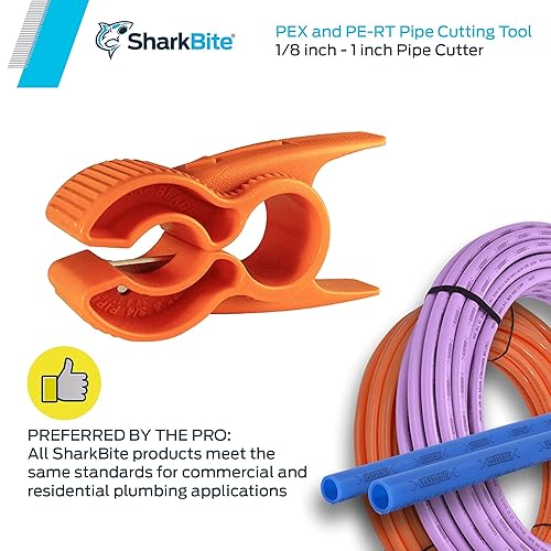 Miniatura 4 de SharkBite Herramienta de corte de tubos, Corta tubería de 1/2 a 1 pulgada, Manijas naranjas, Accesorios de plomería, PEX, PE-RT, 23369A