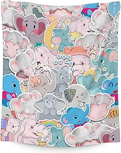 Elephant Blanket Gifts - 50"x60" Cute Throw for Women Girls - Colorful Soft Fuzzy Blankets for Bed, Couch & Living Room