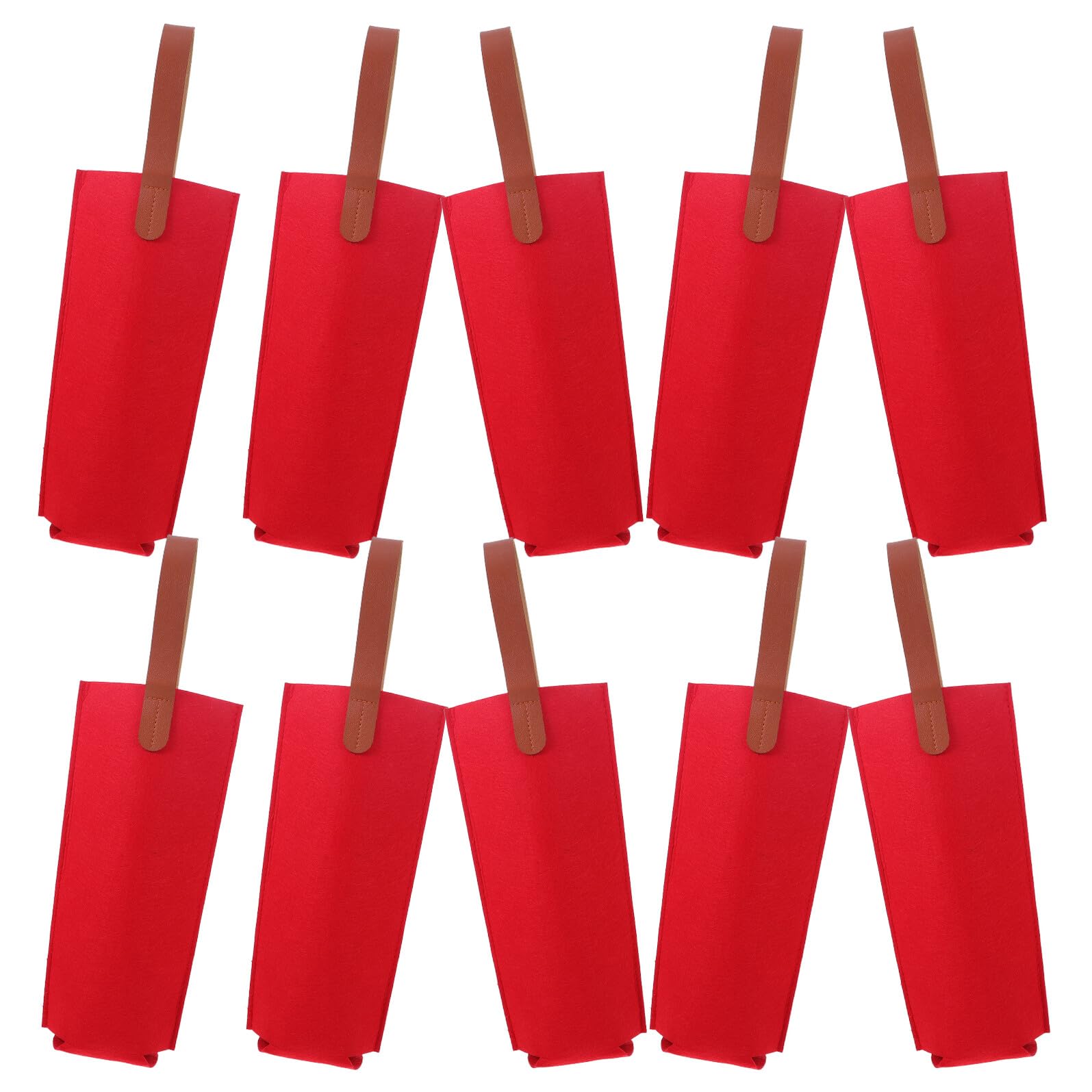 Sac bouteille de vin rouge pour emballage cadeau élégant, lot de 10 étuis avec poignée chic