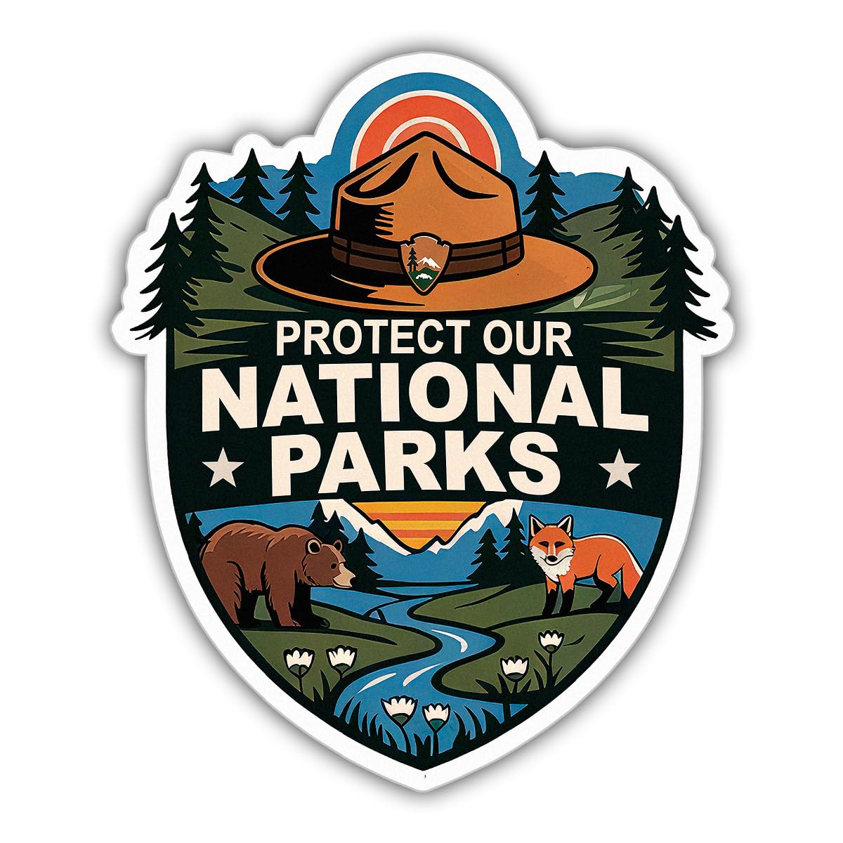 Protect Our National Parks Sticker Save Park Animal Lover Cool Cute Vinyl Decal Weather-Resistant, Indoor and Outdoor Use, for Water Bottles, Laptop,