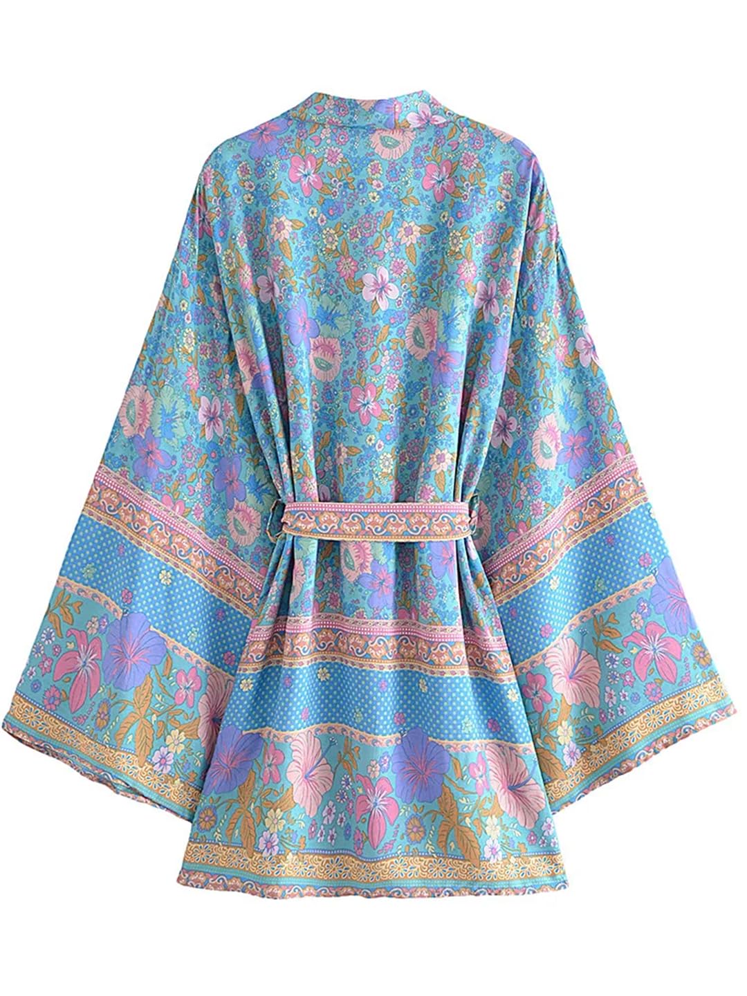Disimlarl Kimono da donna in stile bohémien, con scollo a V, maniche a pipistrello, con stampa floreale